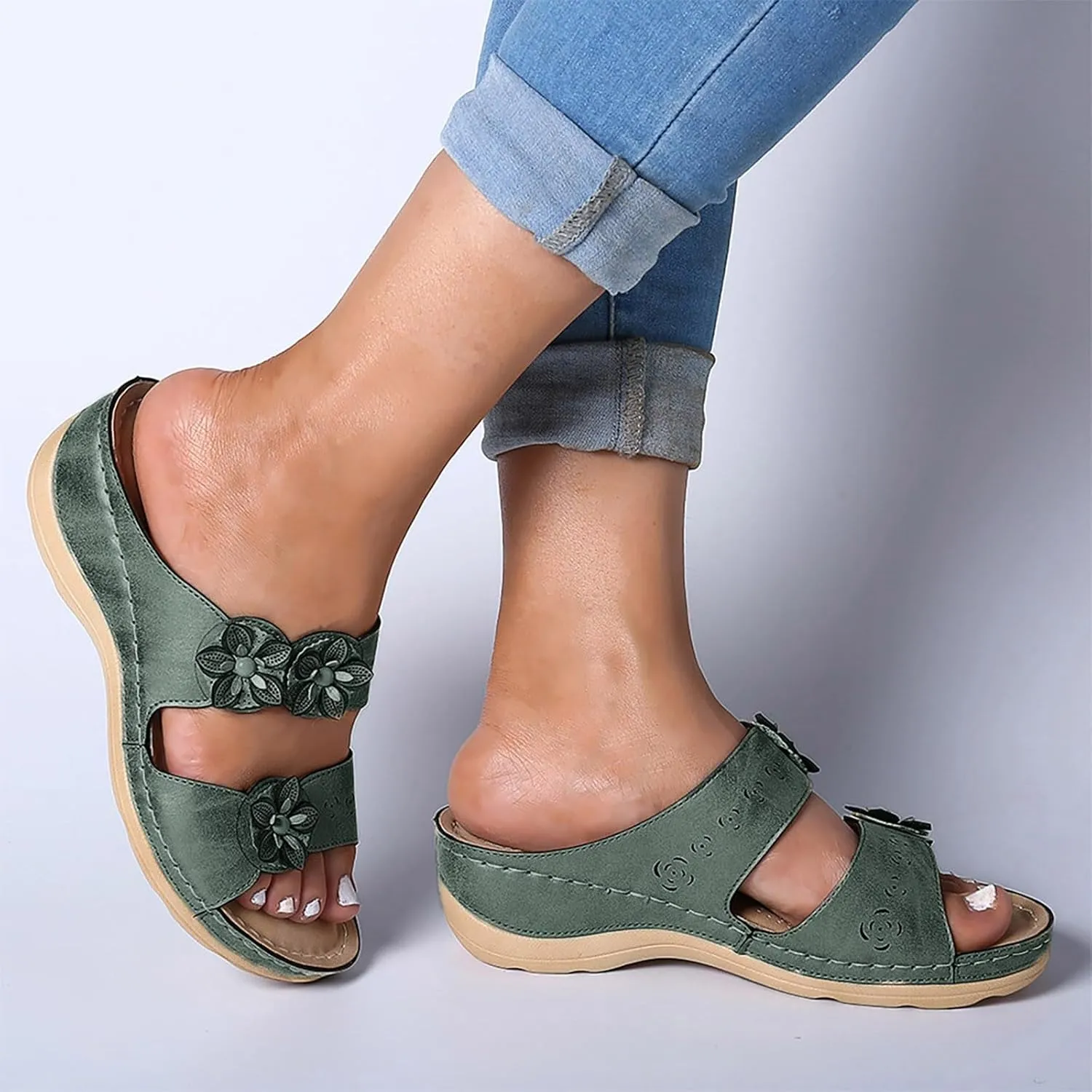 Sandals for Women Orthopedic Wedge Sandals Dressy Summer Walking Shoes Arch Support Slippers Walking Shoes2