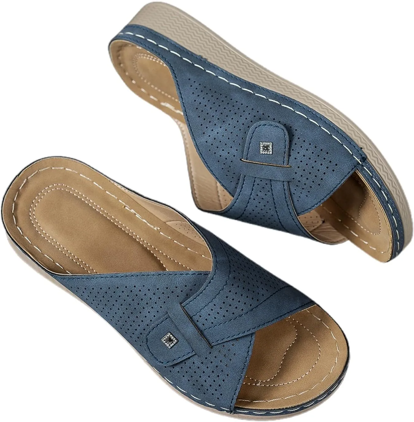 Sandals Women 2025 Slip On Dressy Summer Comfortable Slides Sandals Lightweight Memory Lace up Sandals for Women Size 12