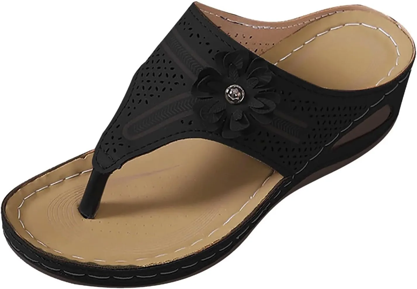 Sandals Women Wedge Shoes Comfortable Orthopedic Flower Platform Sandal Dressy Summer Arch Support Flip Flops