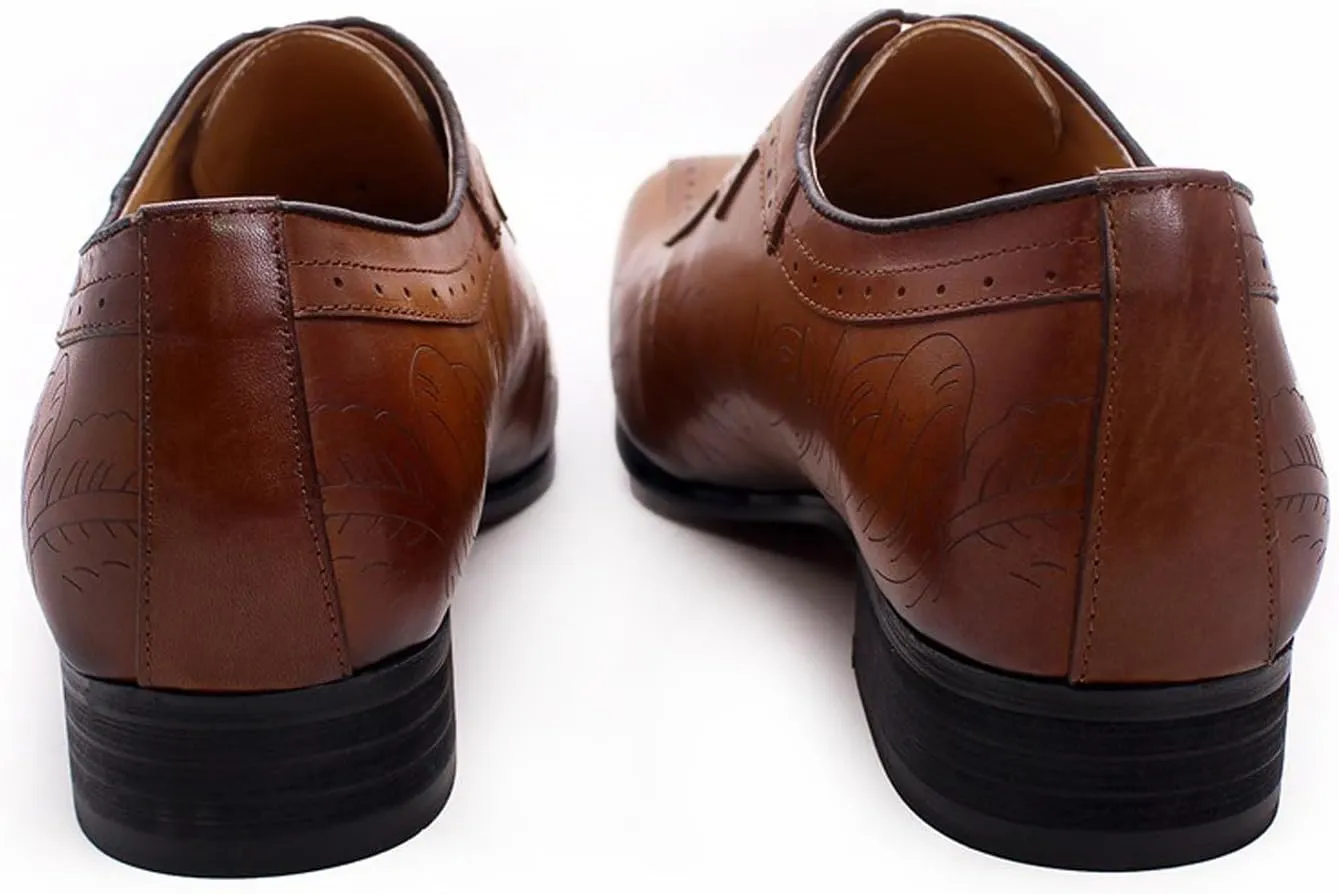 Santimon Mens Oxfords Genunie Leather Formal Dress Suit Shoes Wingtip Brogues Modern Luxury Derby Fashion Prom Wedding Business Casual Comfortable Tuxedo Shoes for Men