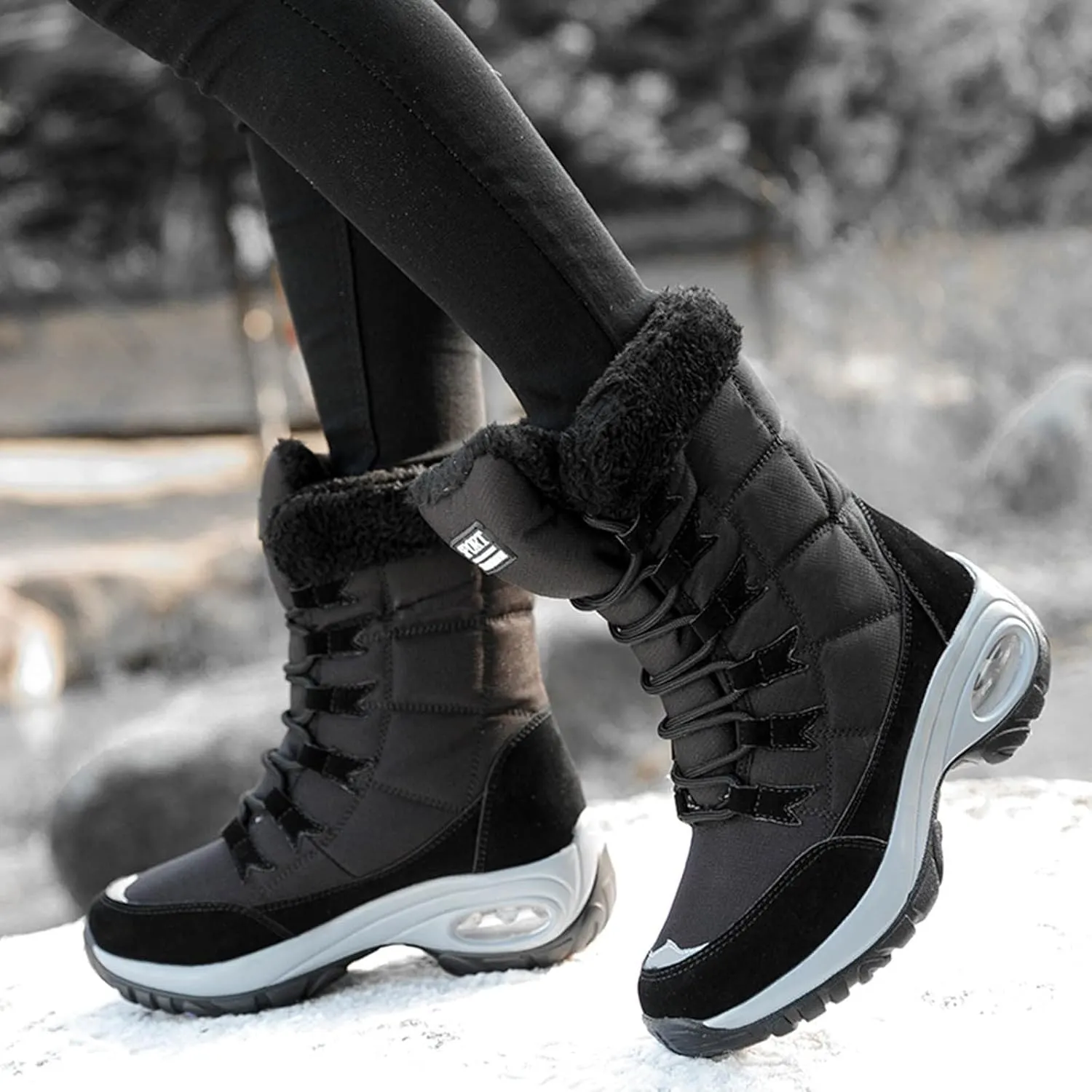 SBGMoSJ Womens Waterproof Winter Boots Tall Winter Waterproof Boots for Women Tall Womens Size 10 1/2 Wide Winter Boots Womens Waterproof Hiking Boots Extra Wide Width Botas Para Nieve De Mujer