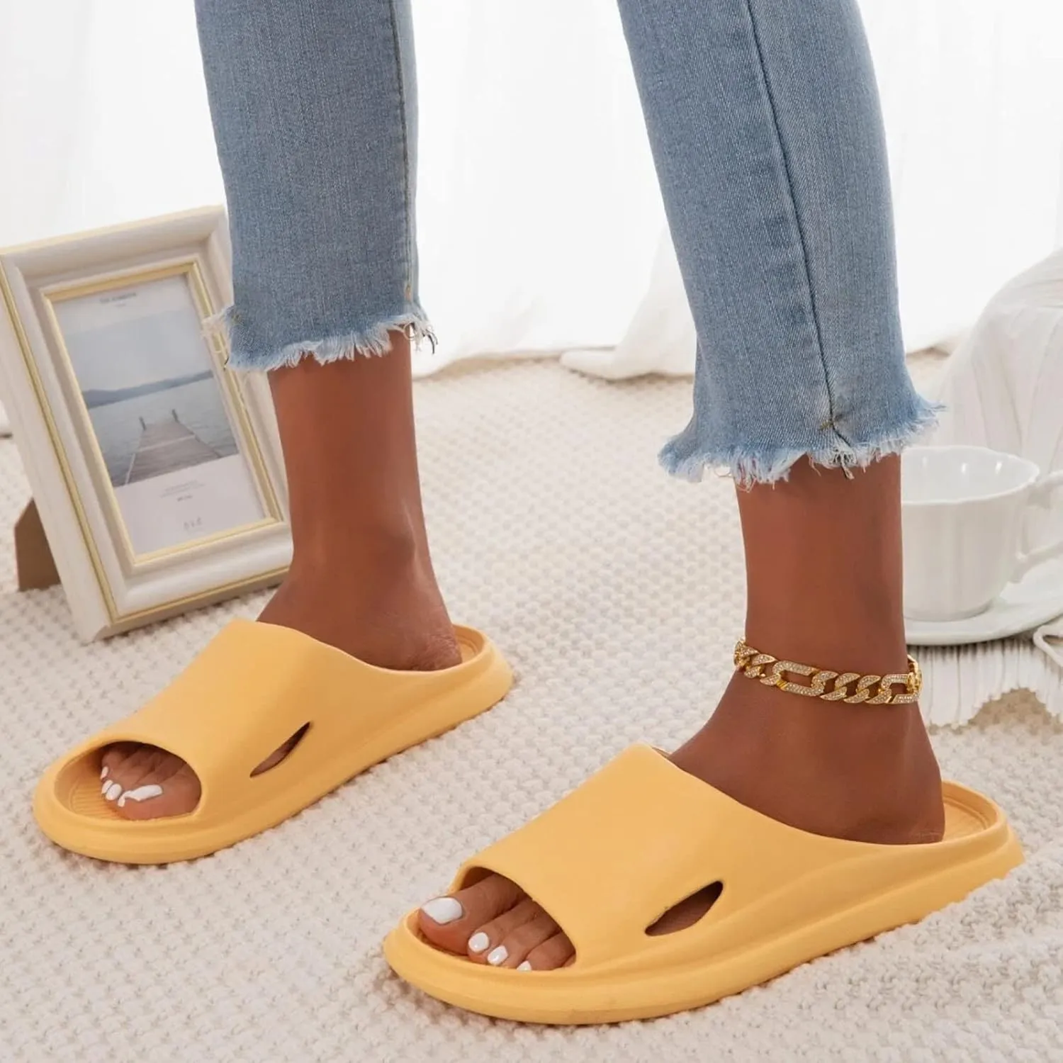 Shower Shoes Women's Slides Shower Sandals Mens Slippers Cloud Slippers Shoes with Drainage Holes