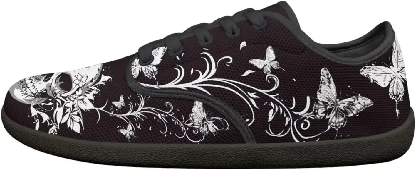 Skull Print Walking Shoes Running Sneakers Fashion Work Flats Lace-Up Driving Loafers for Women