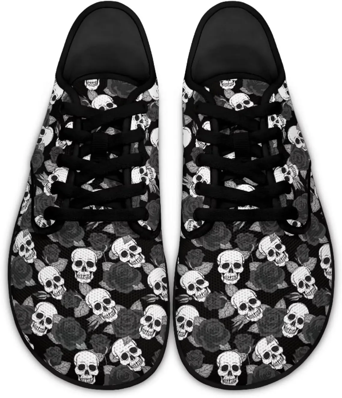 Skull Print Walking Shoes Running Sneakers Fashion Work Flats Lace-Up Driving Loafers for Women