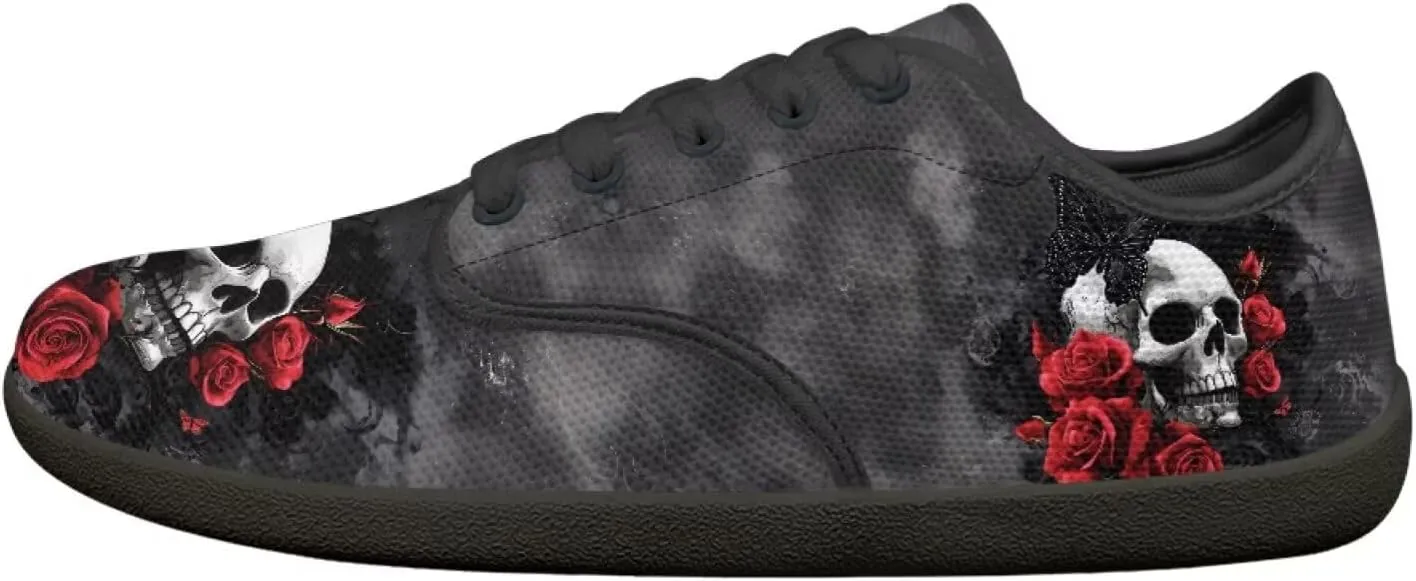 Skull Print Walking Shoes Running Sneakers Fashion Work Flats Lace-Up Driving Loafers for Women