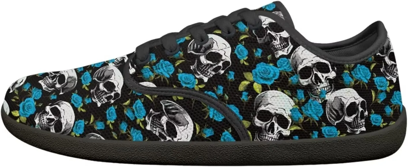 Skull Print Walking Shoes Running Sneakers Fashion Work Flats Lace-Up Driving Loafers for Women