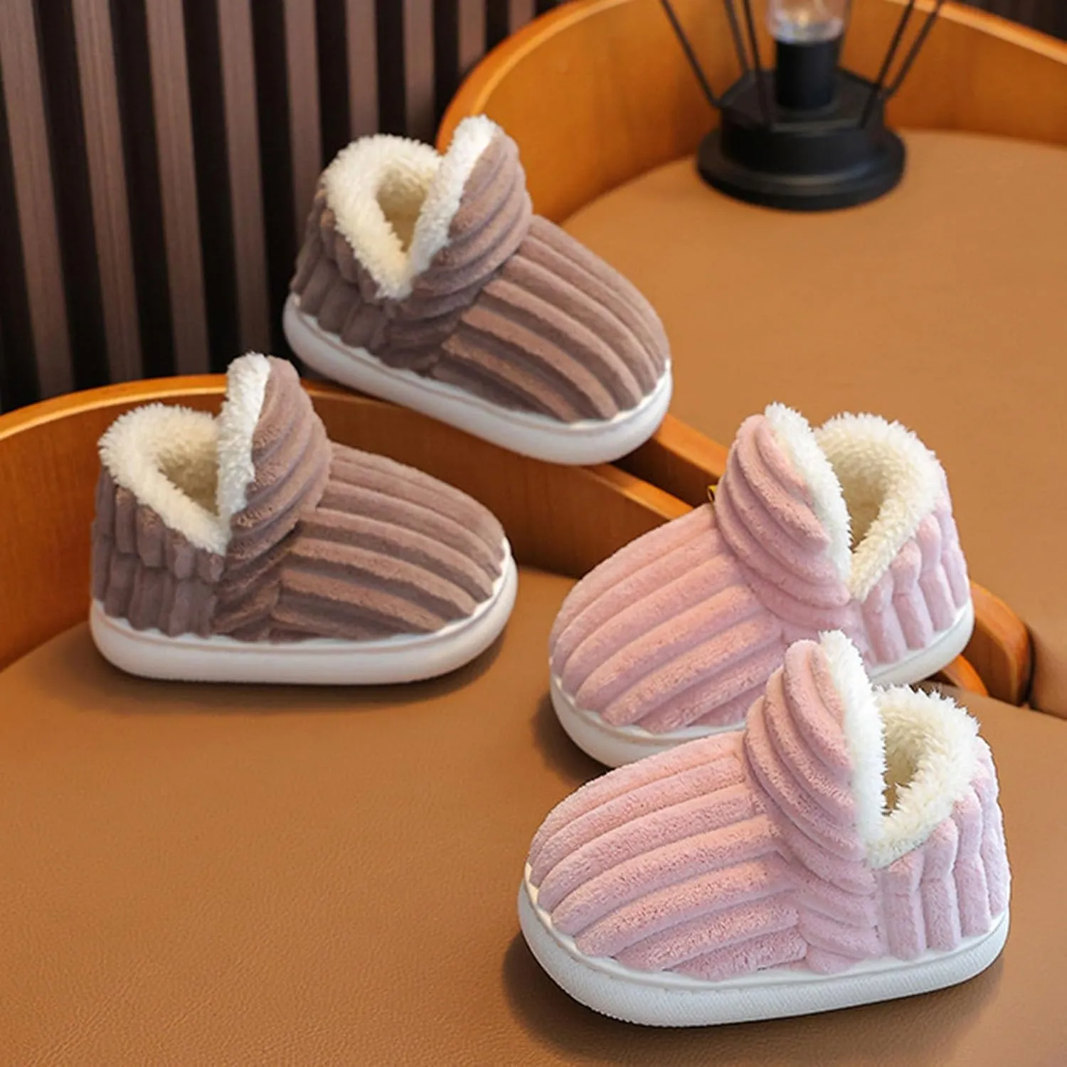 Slipper Booties Kids Flat Cozy Stylish Slipper, Winter Fuzzy Warm Cute Non-Slip Thick-Soled Cozy Children House Shoes
