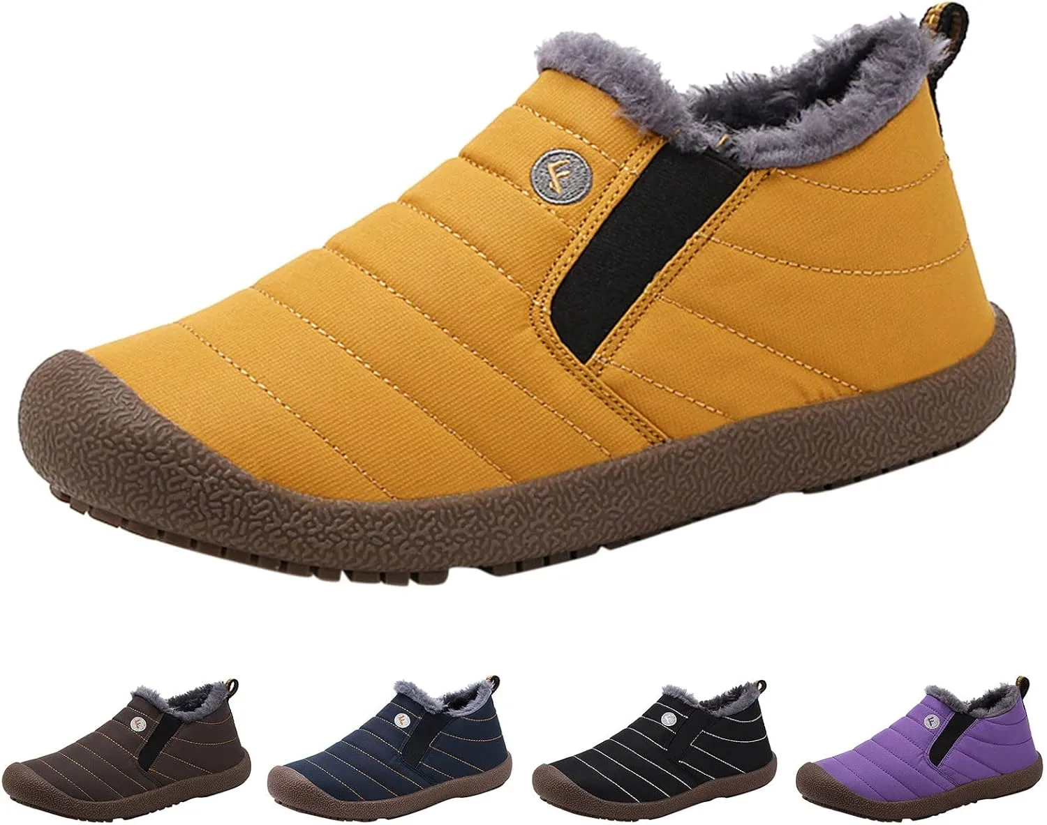 Snow Boots for Women Faux Furry Lined Ankle Booties Low Heel Leather Fashion Slip on Comfortable Fall Winter Boots Black Zipper Retro Ladies Boots Women Booties