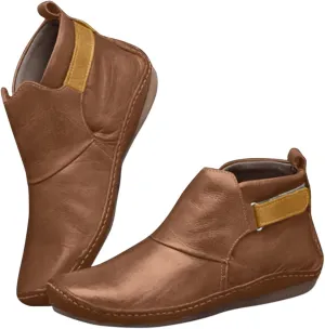 Snow Boots for Women No Heel,2022 New Arch Support Boots Side Zipper Vintage Leather Damping Shoes Flat Heel Booties