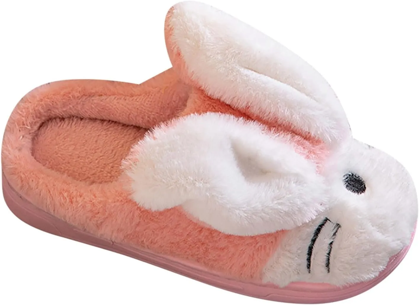 Sole Leather Bunny Ear Slippers for Toddler Baby Boys Girls Kids Fuzzy Non Slip Ankle Flat Shoes Indoor Bedroom Slipper