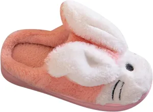 Sole Leather Bunny Ear Slippers for Toddler Baby Boys Girls Kids Fuzzy Non Slip Ankle Flat Shoes Indoor Bedroom Slipper