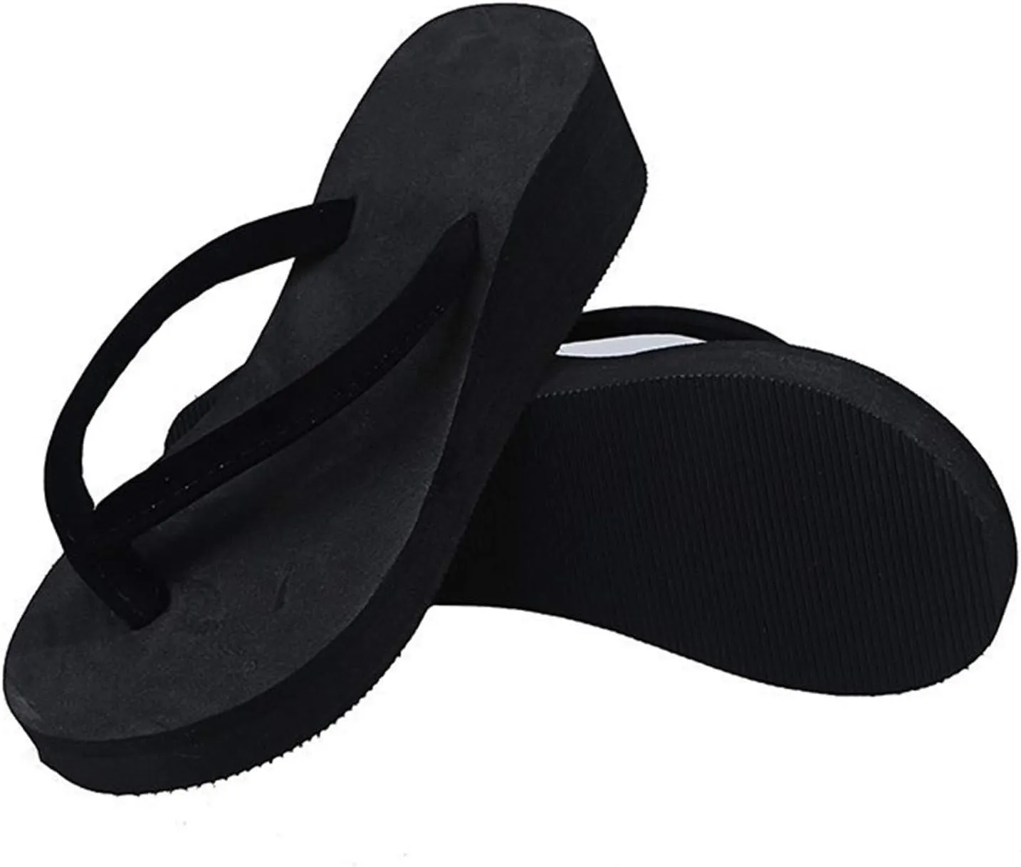 SuanlaTDS Bohemian Wedges Platform Shoes Sandals Ladies Beach Women's Slippers Women's Slipper Yoga Flip Flops Women with Yoga Mat Pad (Black, 8.5)