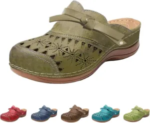 Summer Clogs for Women 2025 Slippers Arch Support Wide Width Wedge Platform Orthopedic Slippers Solid Round Head Closed Toe Outdoor Beach Wedge Sandals