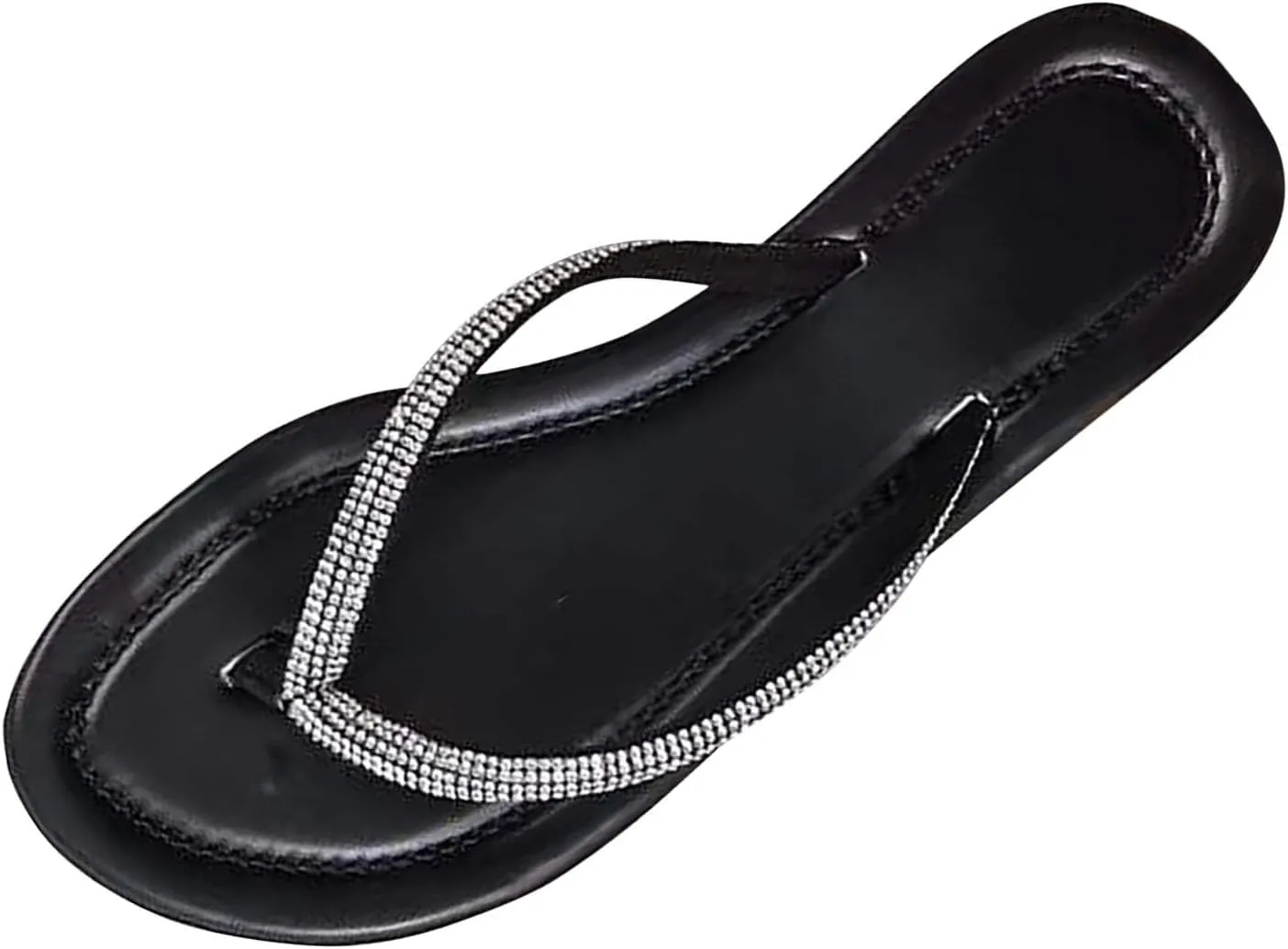 Summer Sandals Flat Flip Flops Women's Flat Toe Separator Glitter Rhinestones Sandals Pool Sea Slippers Slides Women