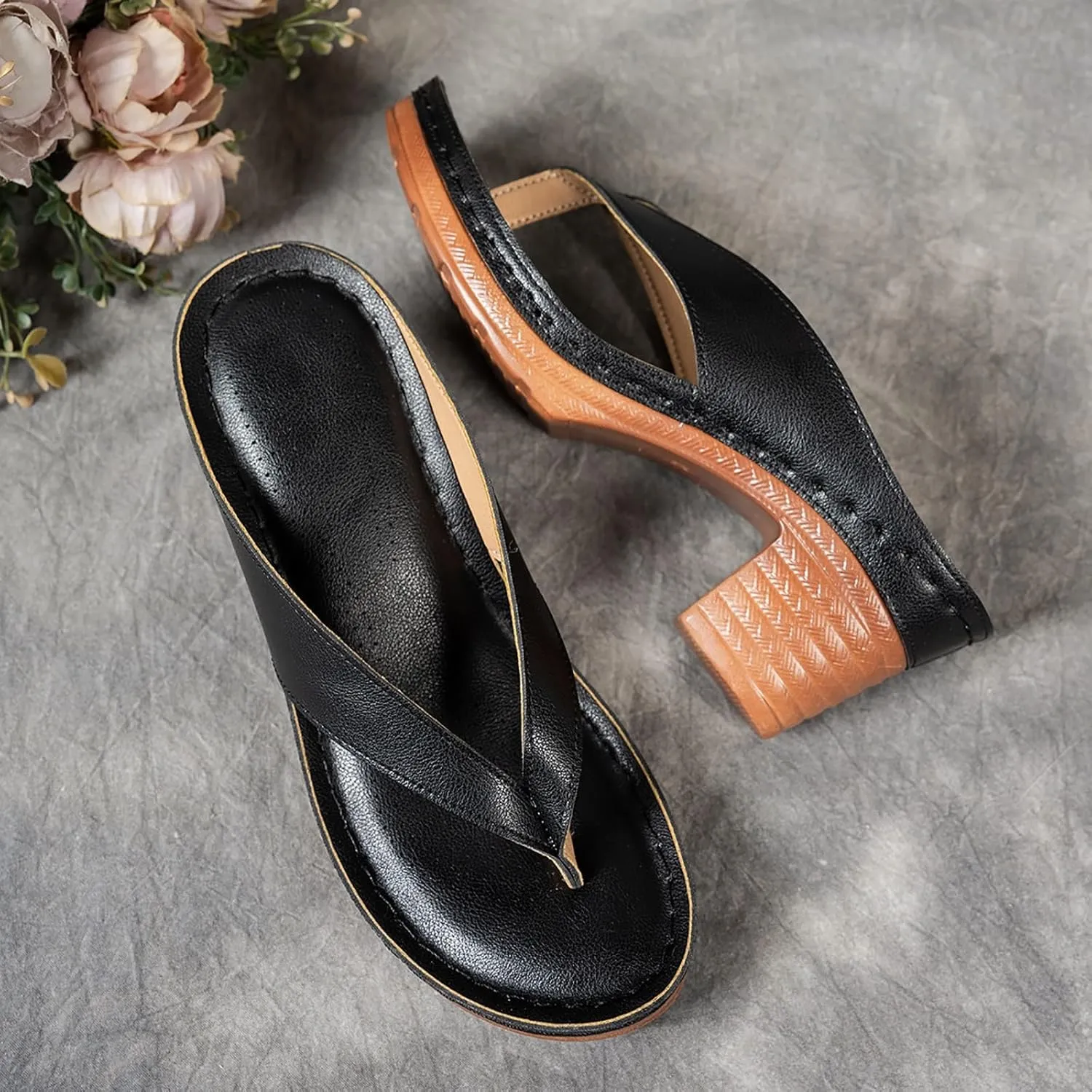 Summer Sandals for Women 2025 Trendy,Chunky Heel Slip on Open Toe Square Toe Comfortable Chunky Heeled Sandal Mules for Long Walk Casual Shoes Dressy