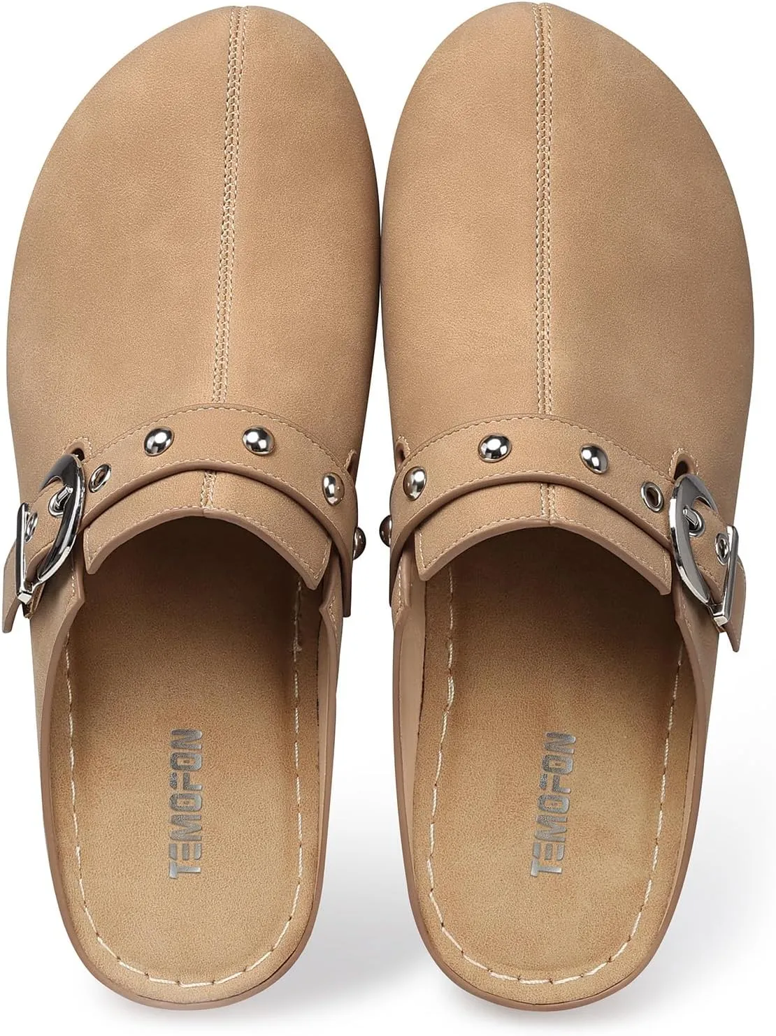 TEMOFON Clogs for Women Slip on Mules: Walking Comfortable, Non Slip, Closed Toe Sandals, Casual Summer Shoes Black Navy Brown Size 5-11