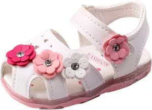 Toddler Baby Girls Led Shoes Kids Light Up Sandals Summer Outdoor Casual Beach Shoes with Flower Anti Slip Sole