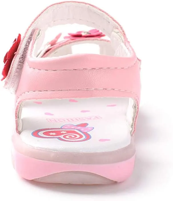 Toddler Baby Girls Led Shoes Kids Light Up Sandals Summer Outdoor Casual Beach Shoes with Flower Anti Slip Sole