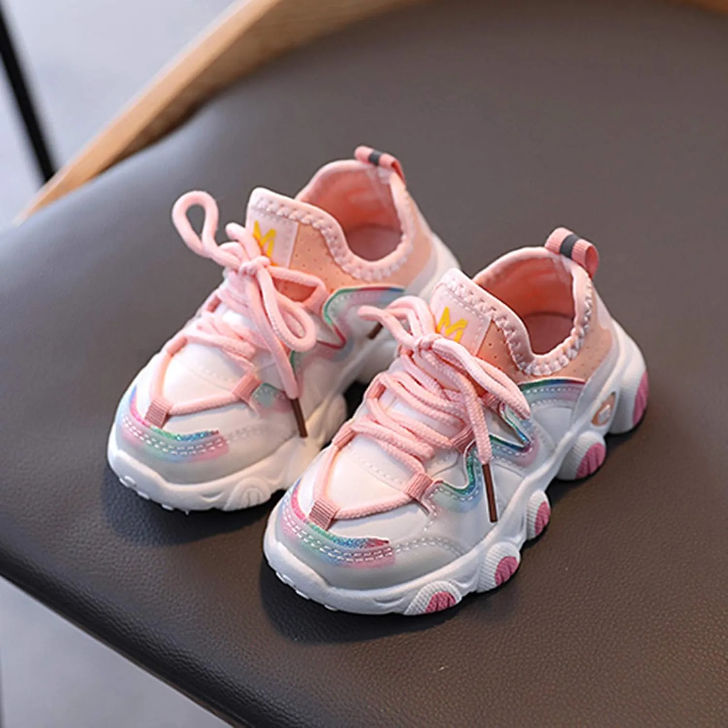 Toddler Boys Girls Sneakers Kids Water Proof Leather Shoes Lightweight Anti-Slip Tennis Walking Sock Shoes
