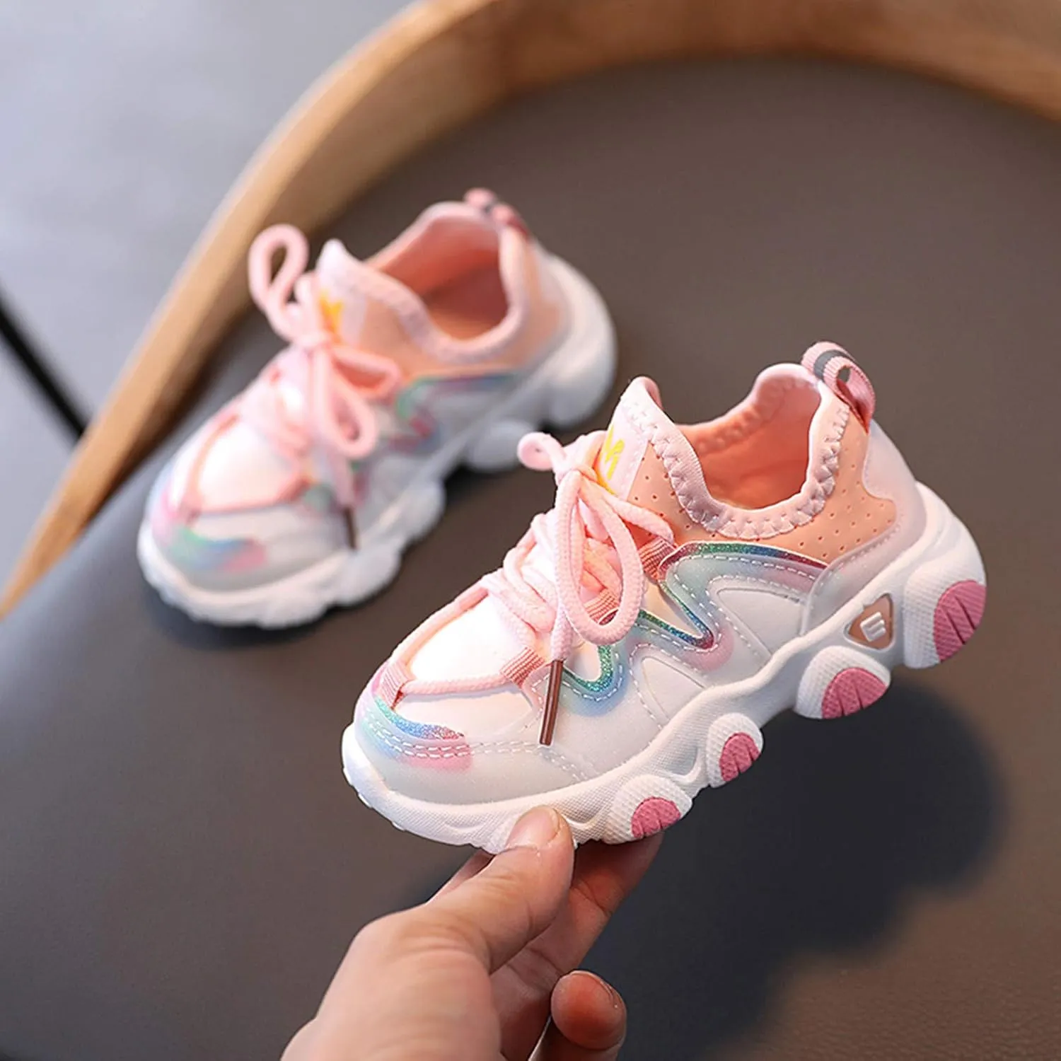 Toddler Boys Girls Sneakers Kids Water Proof Leather Shoes Lightweight Anti-Slip Tennis Walking Sock Shoes