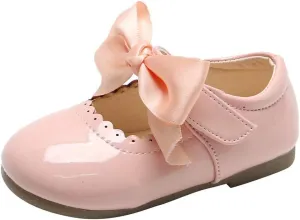Toddler Flower Girl Shoes Girl Ballet Flat Party School Shoes Wedding Princess Leather Dress Shoes with Bow