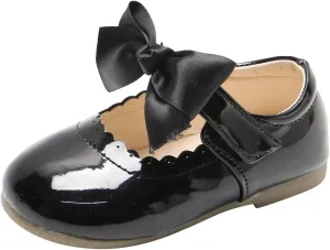 Toddler Flower Girl Shoes Girl Ballet Flat Party School Shoes Wedding Princess Leather Dress Shoes with Bow