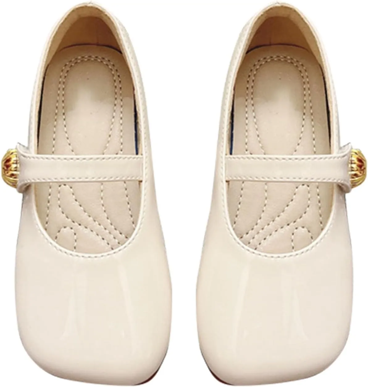 Toddler Girl Anti-Slip Dress Shoes Kids Mary Jane Softy Flats with Hook and Loop Straps for School Weddings Party
