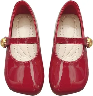Toddler Girl Dress Shoes Mary Jane Flat with Hook and Loop Straps Girls' Shoes for School, Girls Mary Jane Shoes