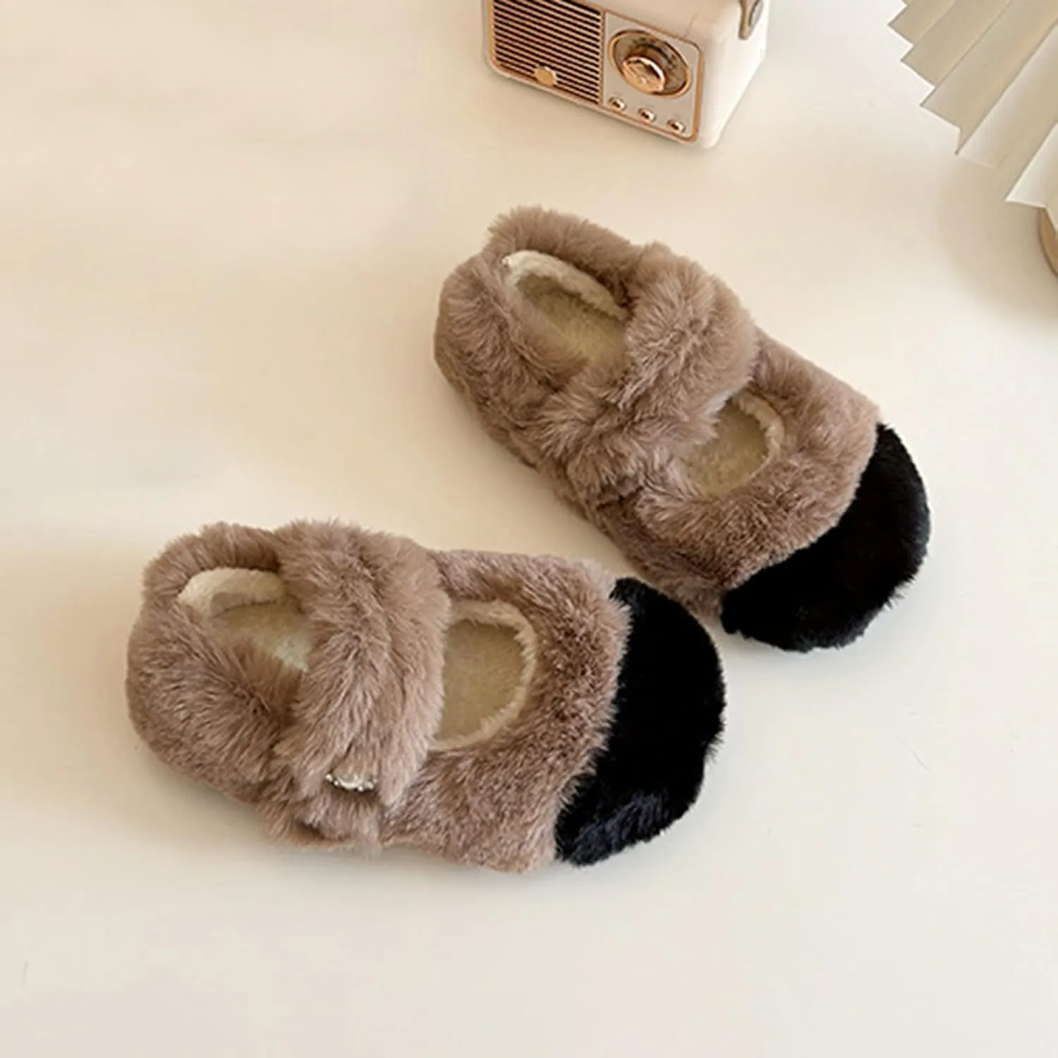 Toddler Girl House Slippers Cotton Comfy House Slippers Bedroom Slippers Winter Warm Indoor Shoes Fuzzy Slipper