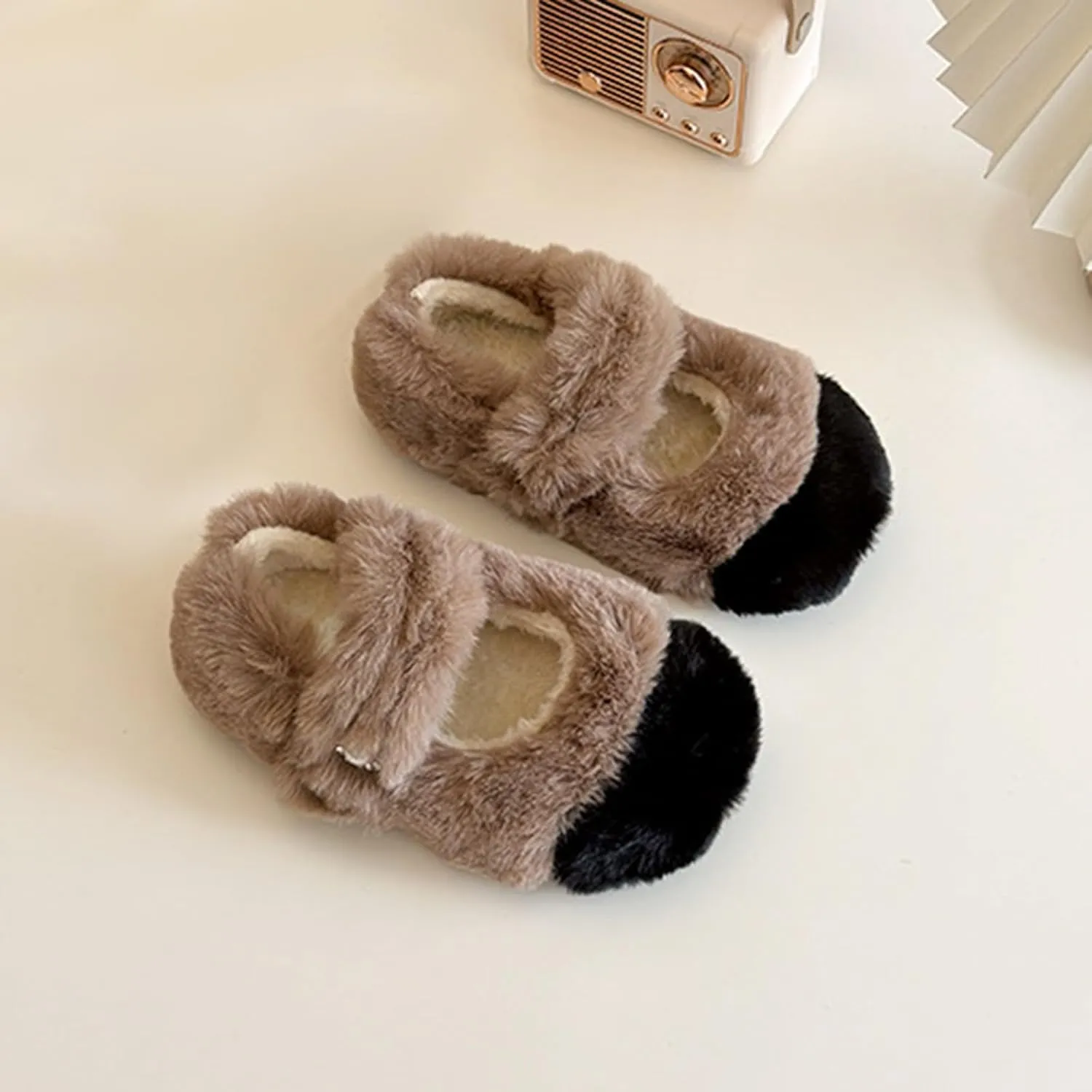 Toddler Girl House Slippers Cotton Comfy House Slippers Bedroom Slippers Winter Warm Indoor Shoes Fuzzy Slipper