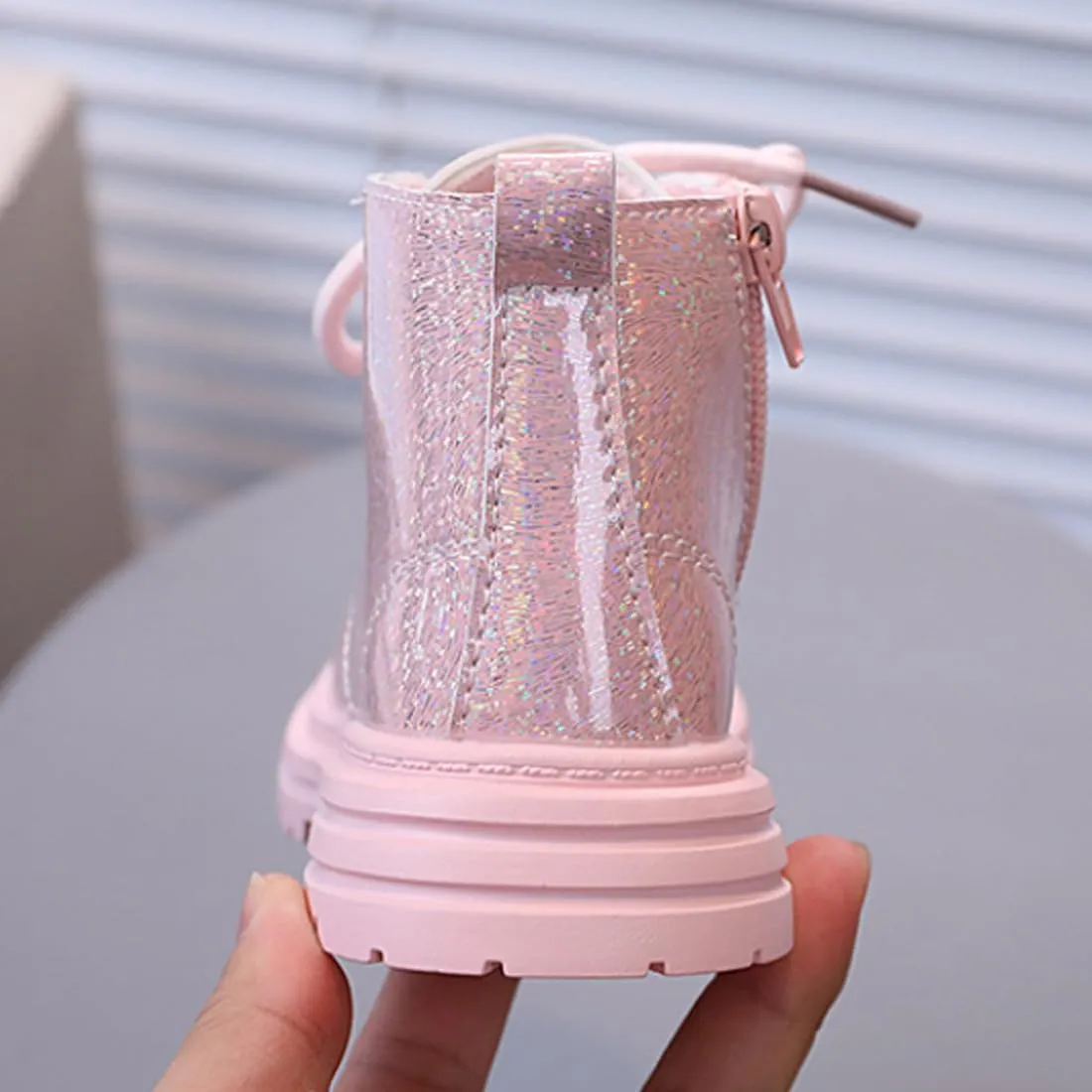 Toddler Girl Lace Up Zipper Waterproof Ankle Leather Boots