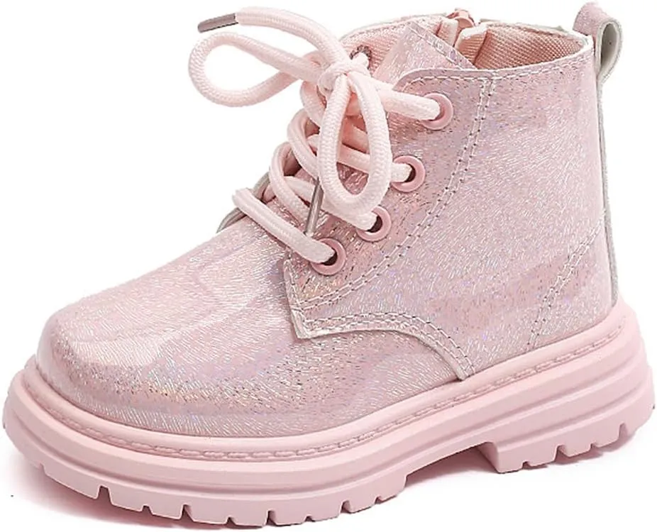 Toddler Girl Lace Up Zipper Waterproof Ankle Leather Boots