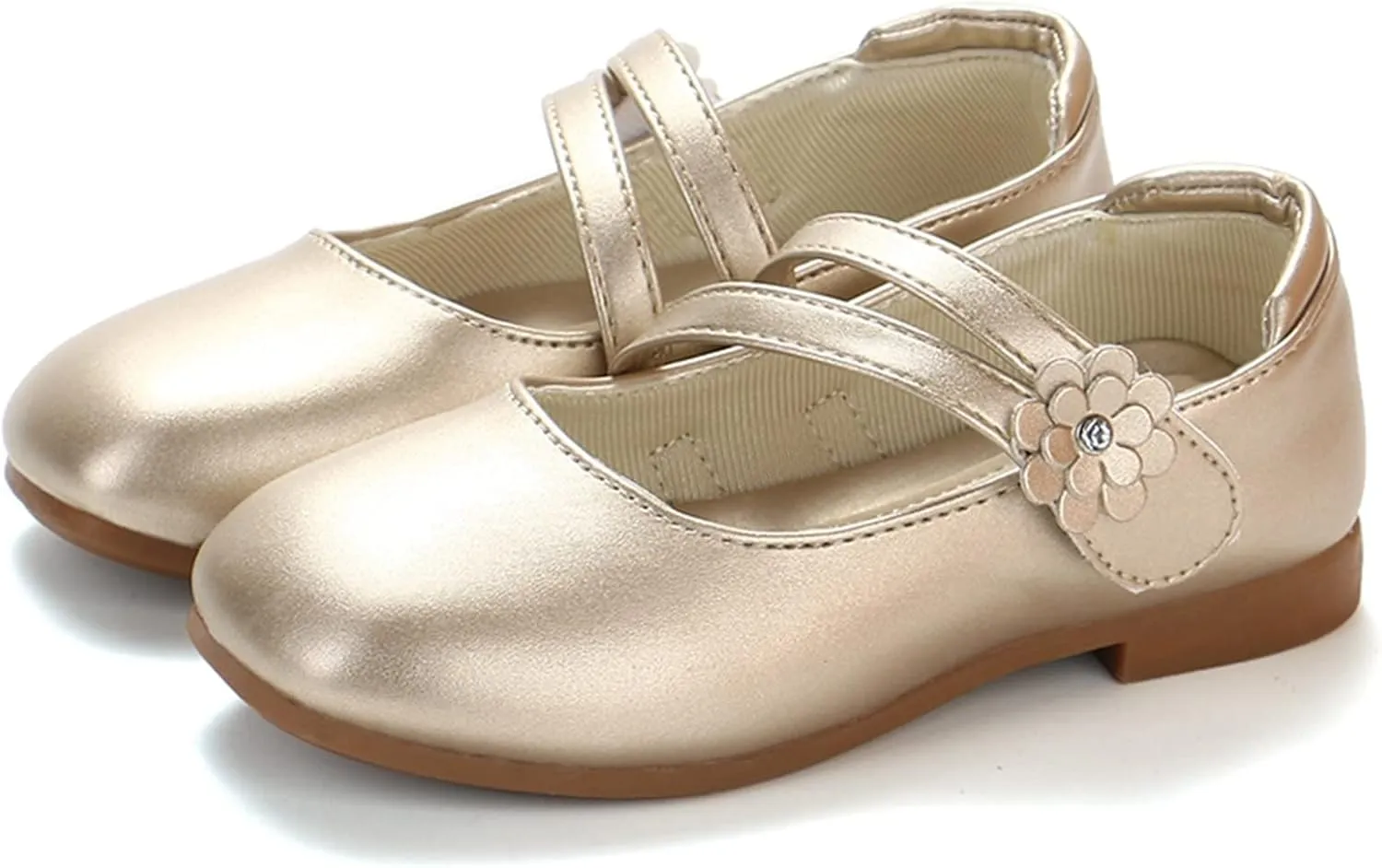Toddler Girls Dress Shoes Flower Girl Shoes Ballerina Flat Mary Jane Wedding Party Flower Shoes(Little Kids Shoes