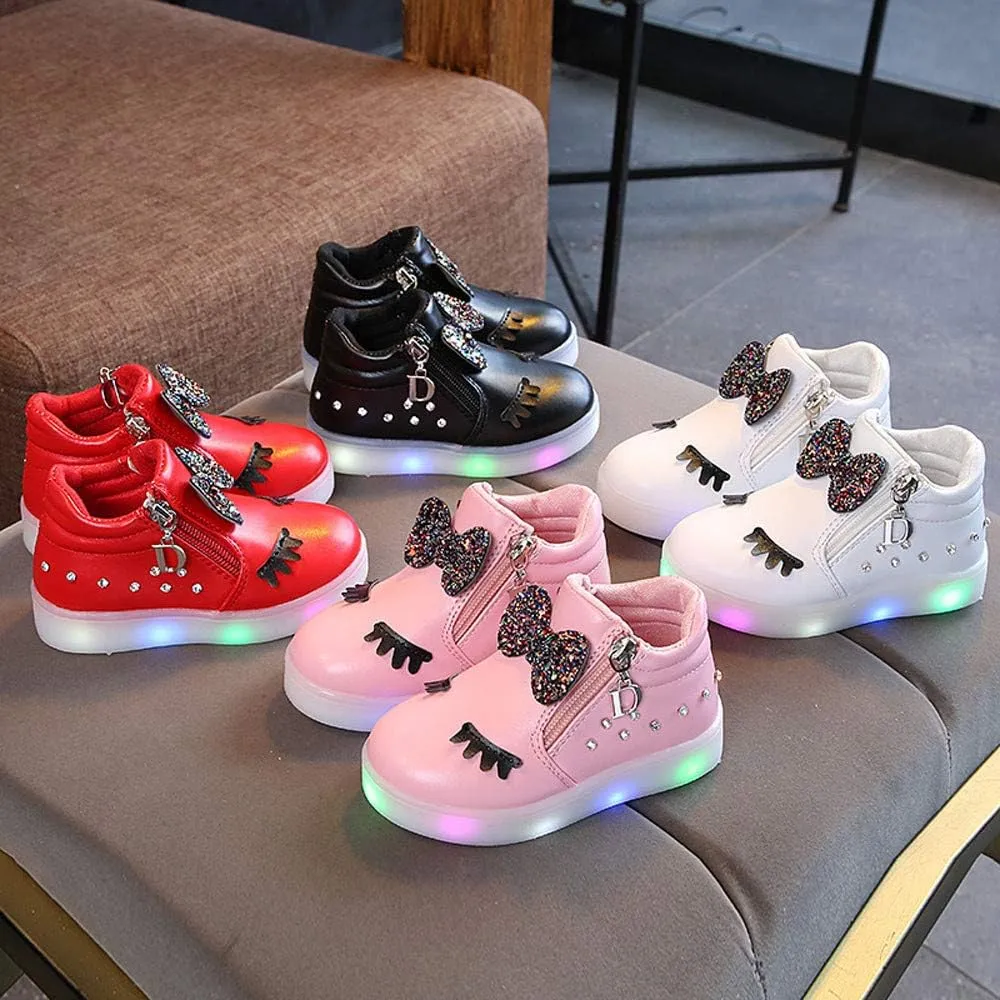 Toddler Girls Led Boots Kids Light Up Sneakers Flashing Breathable Casual Sport Walking Shoes Outdoor Water Shoes