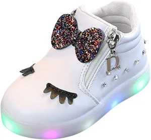 Toddler Girls Led Boots Kids Light Up Sneakers Flashing Breathable Casual Sport Walking Shoes Outdoor Water Shoes