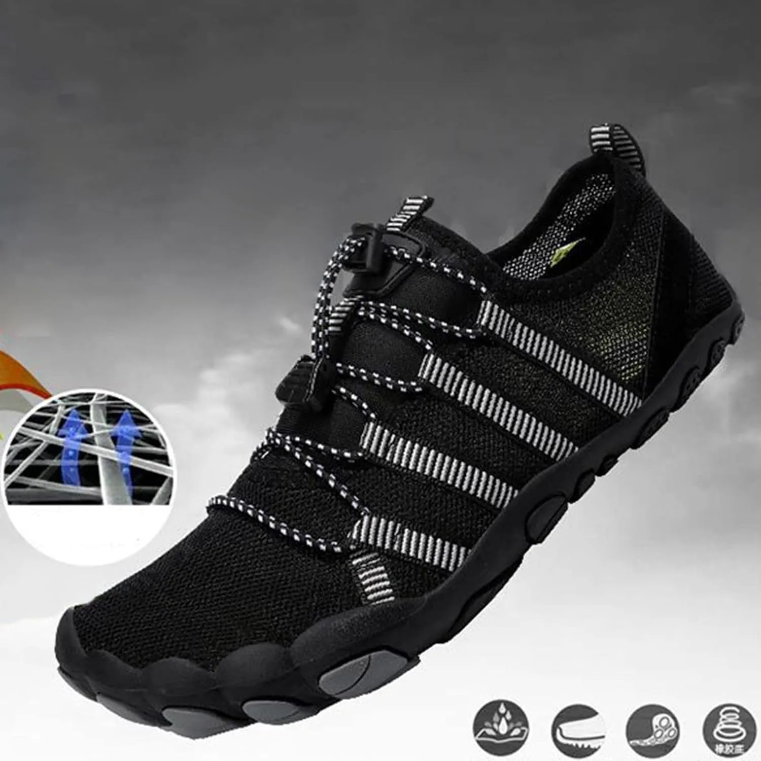 Water Shoes Men Wide Breathable Non Slip Athletic Water Shoes for Hiking Water Shoes for Men Wide Width Outdoor Water Sandal for Water Sports Travel Walk