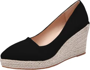 Wedge Sandals for Women 2024 Fashion Toe Slip On Espadrilles Casual Shoes Woman Canvas Trendy Shoes High Heels Shoes For