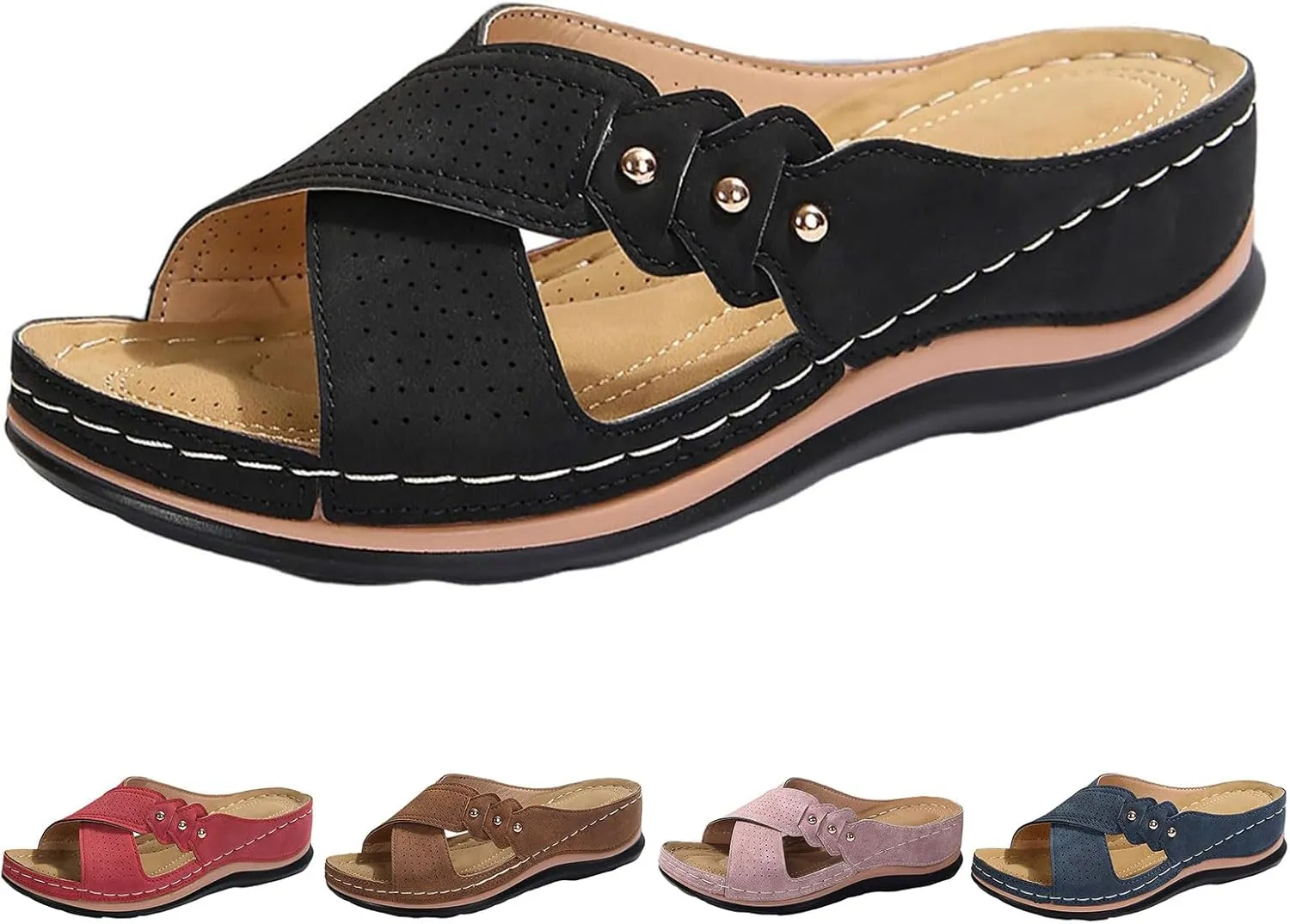 Wedge Sandals for Women 2025 Summer Comfortable Walking Open Toe Dressy Platform Slip on Sandal