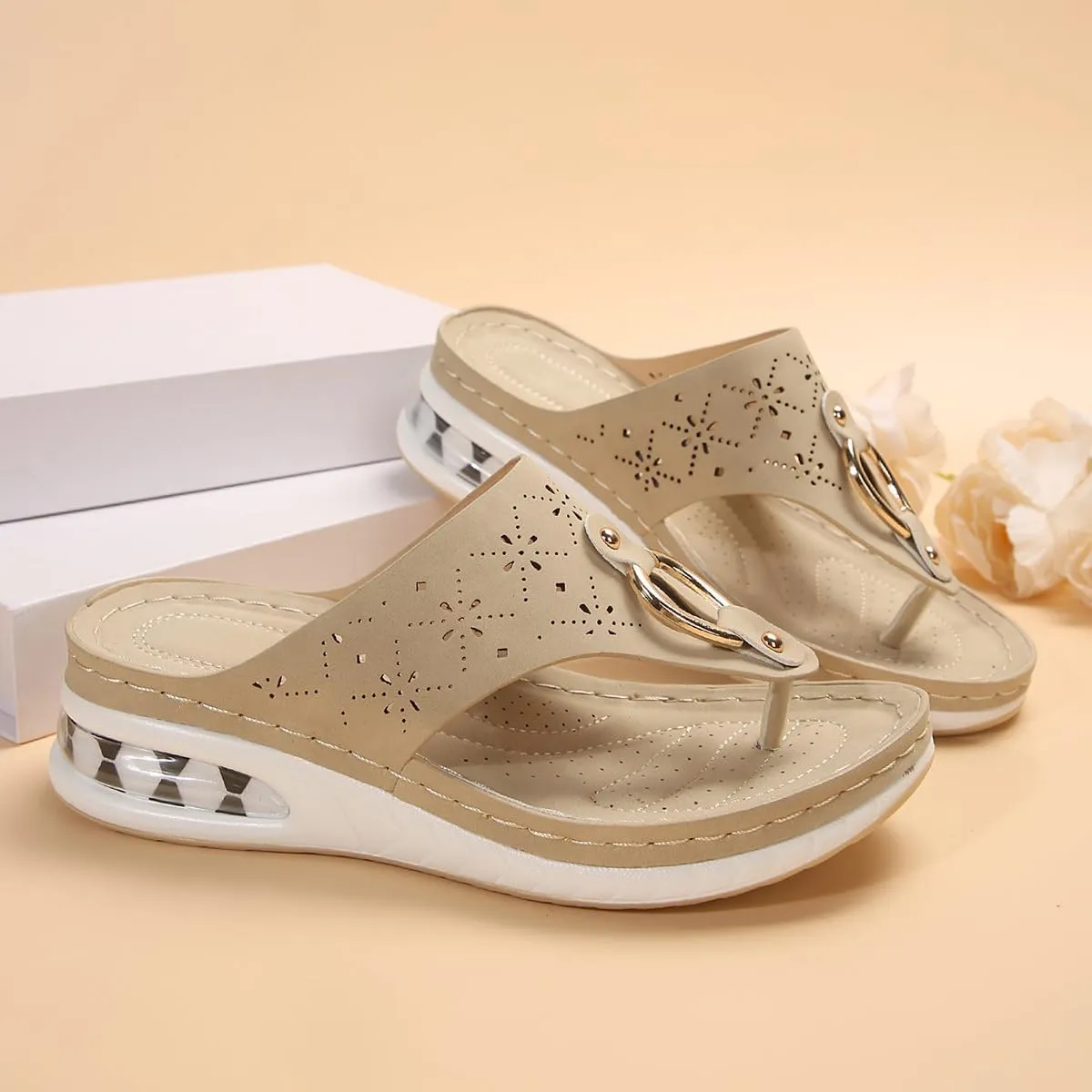 Wedge Sandals for Women Lightweight Arch Support Flip Flop Slippers Dressy Summer Beach Walking Sandals
