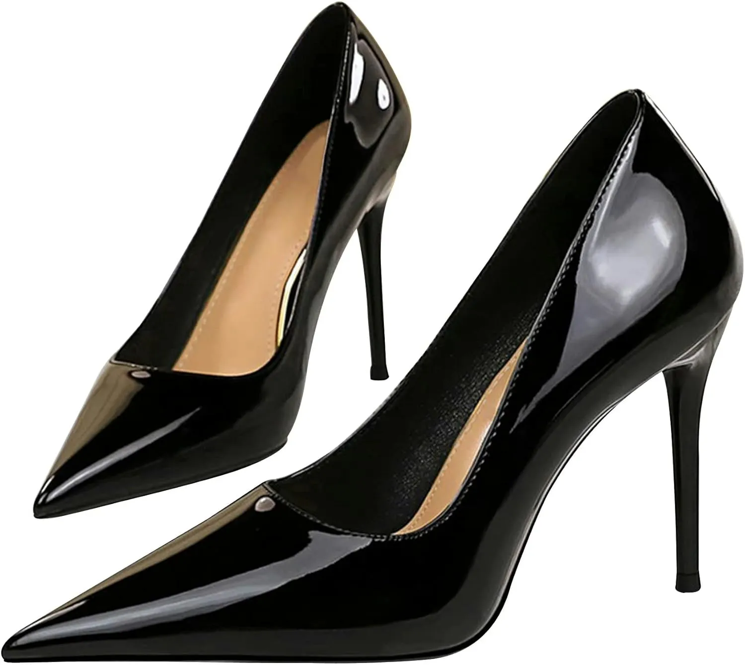 WENJIAZHIZHI Womens Closed Toe Stiletto High Heels Wedding Dress Pumps Shoes for Women Dressy Sexy Casual Slip Ons