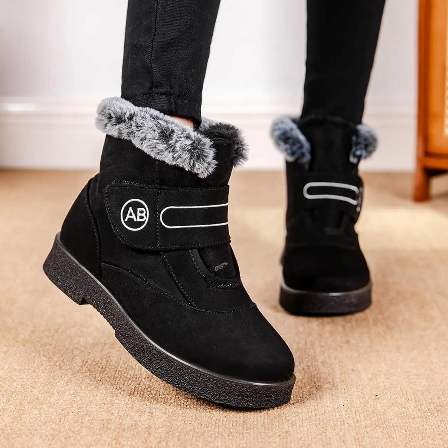 Winter Boots For Women Waterproof Waterproof Snow Boots Fur Lined Ankle Booties Warm Mid Calf Boots Outdoor Shoes