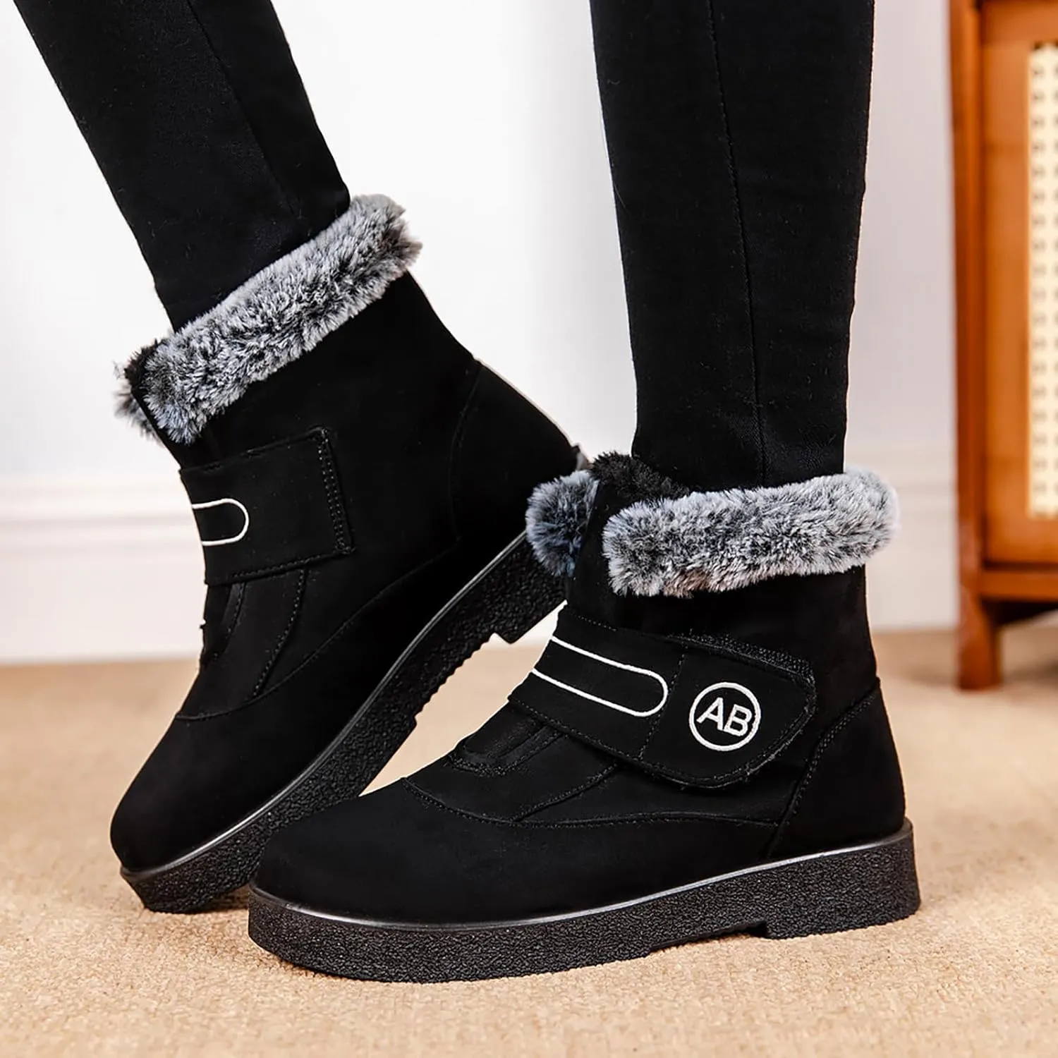 Winter Boots For Women Waterproof Waterproof Snow Boots Fur Lined Ankle Booties Warm Mid Calf Boots Outdoor Shoes