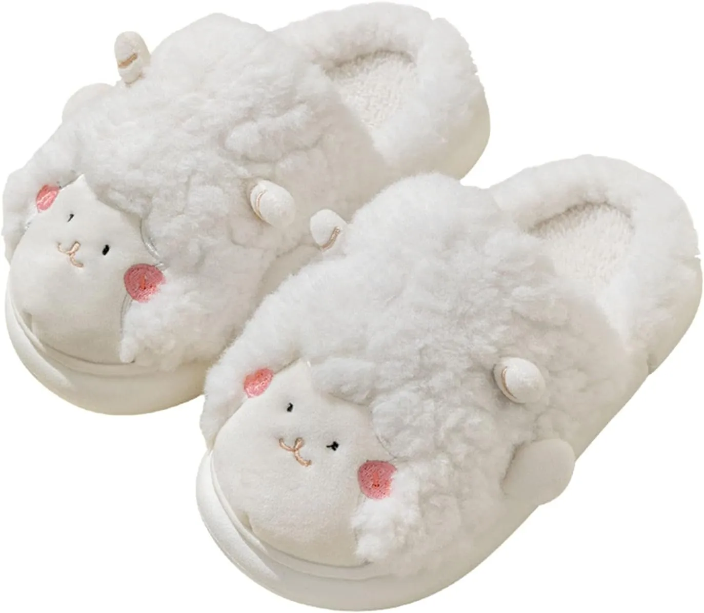 Winter Children Slippers Girl Boy Flat Non Slip Round Toe Short Plush Warm Comfortable Cute Sheep Toddler Indoor Slipper
