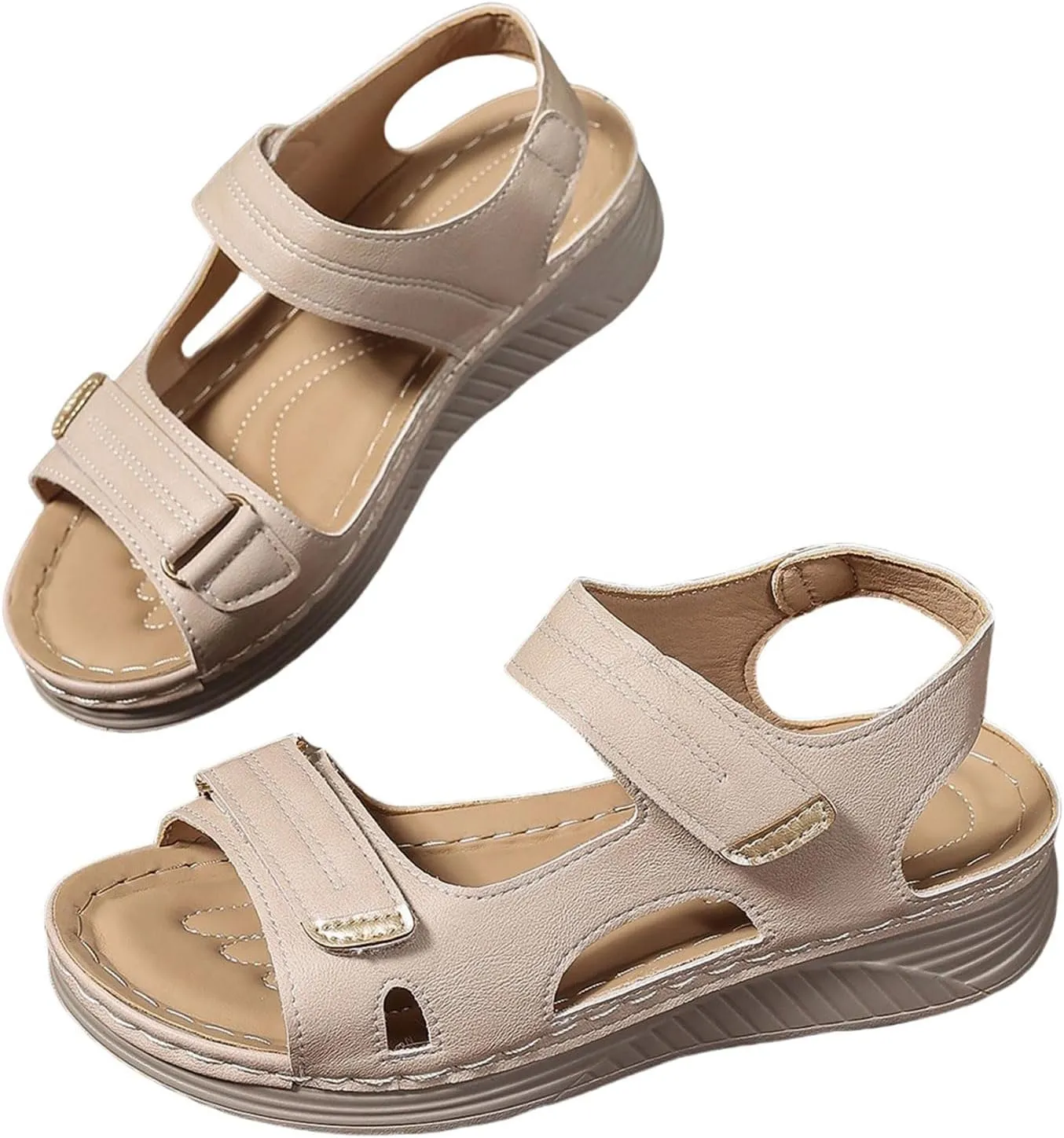 Women Comfortable Sandals Arch Support Walking Orthopedic Platform Open Toe Ankle Strap Sandals