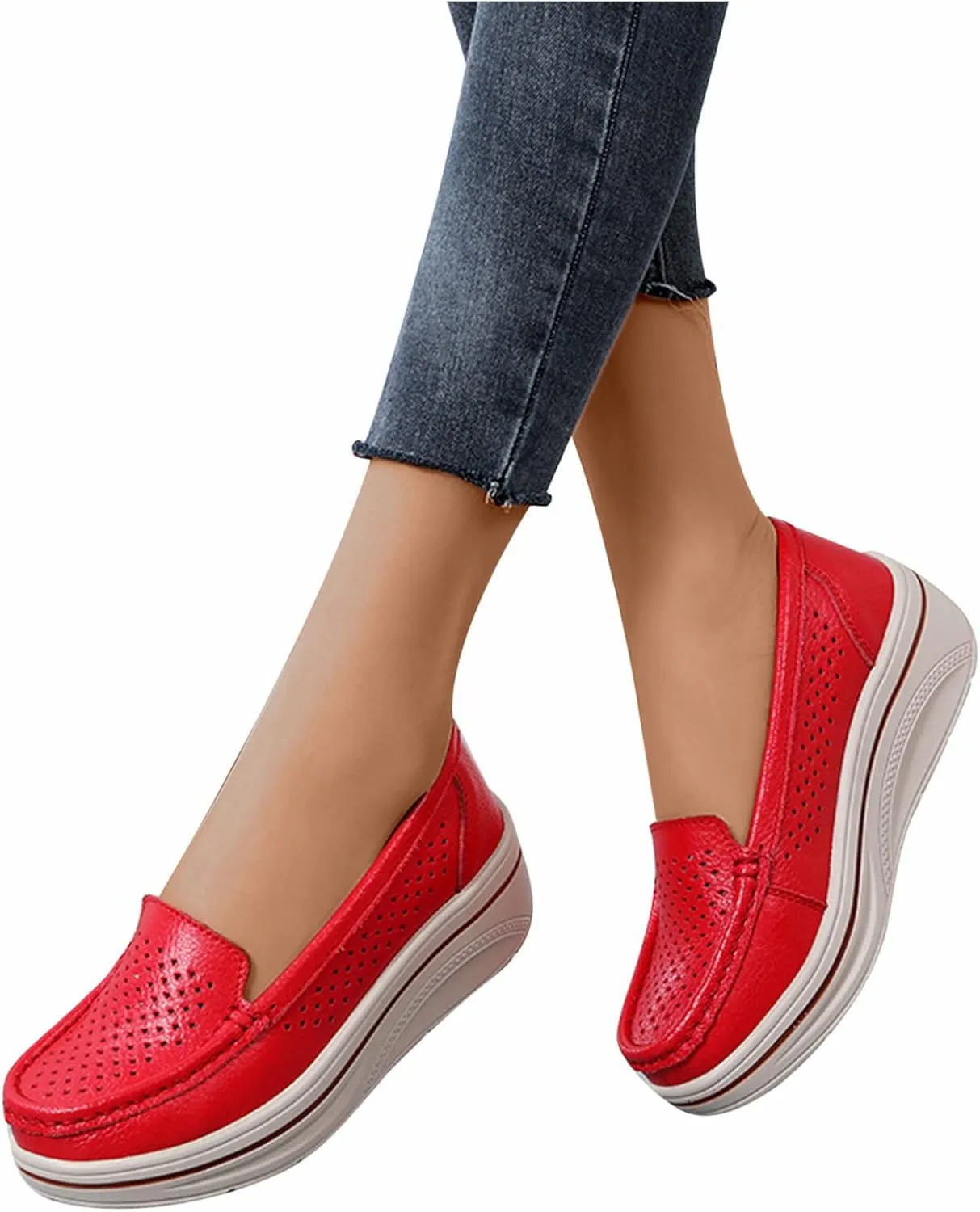 Women Slip On Loafers Comfort Platform Summer Sandals Shoe Business Casual Walking Workout Shoes Beach Vacation Footwear