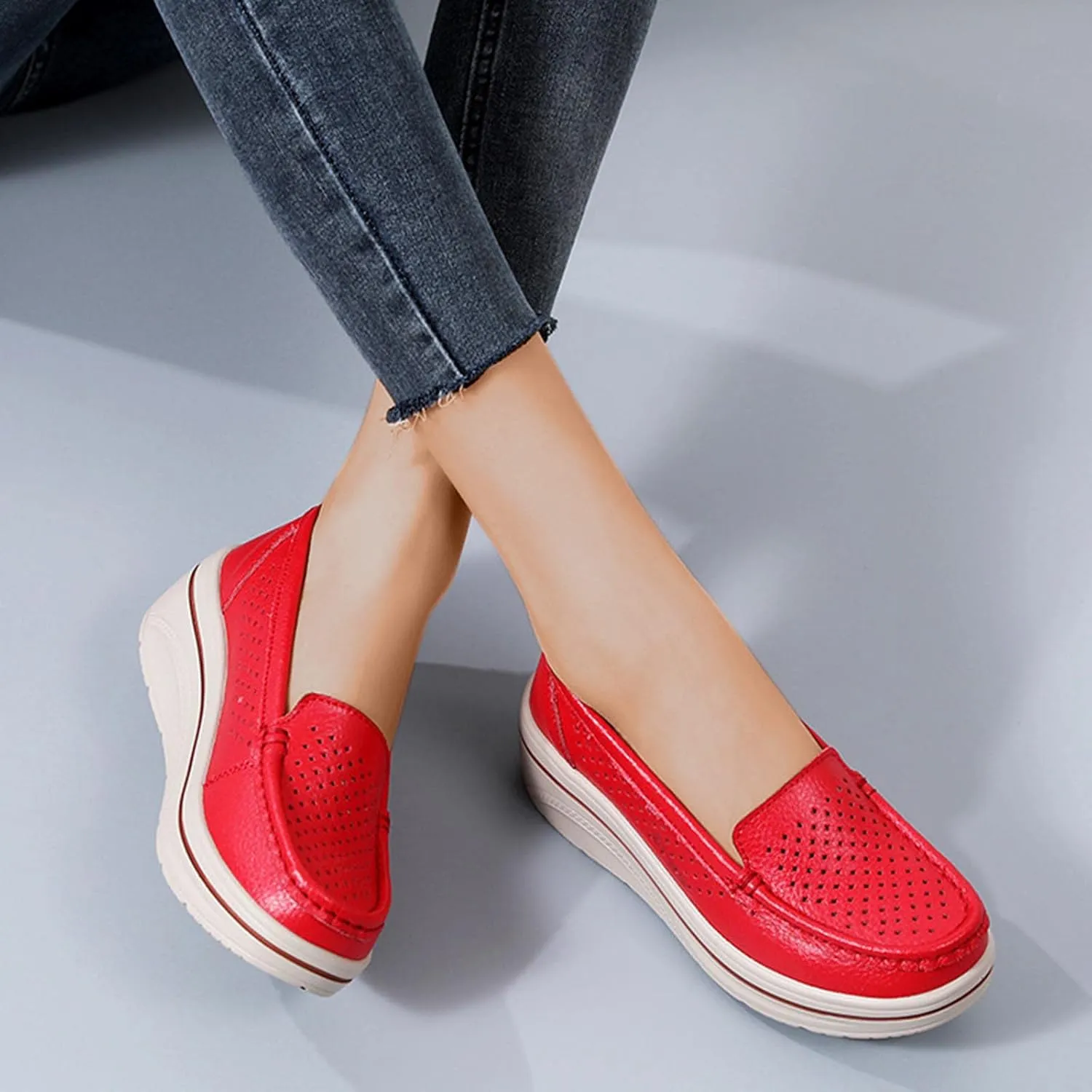 Women Slip On Loafers Comfort Platform Summer Sandals Shoe Business Casual Walking Workout Shoes Beach Vacation Footwear
