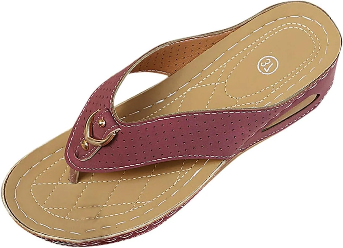Women Summer Casual Thick Sole Wedge Roman Flip Flop Sandals Stylish Beach Footwear For Women's Heeled Sandals Size 12