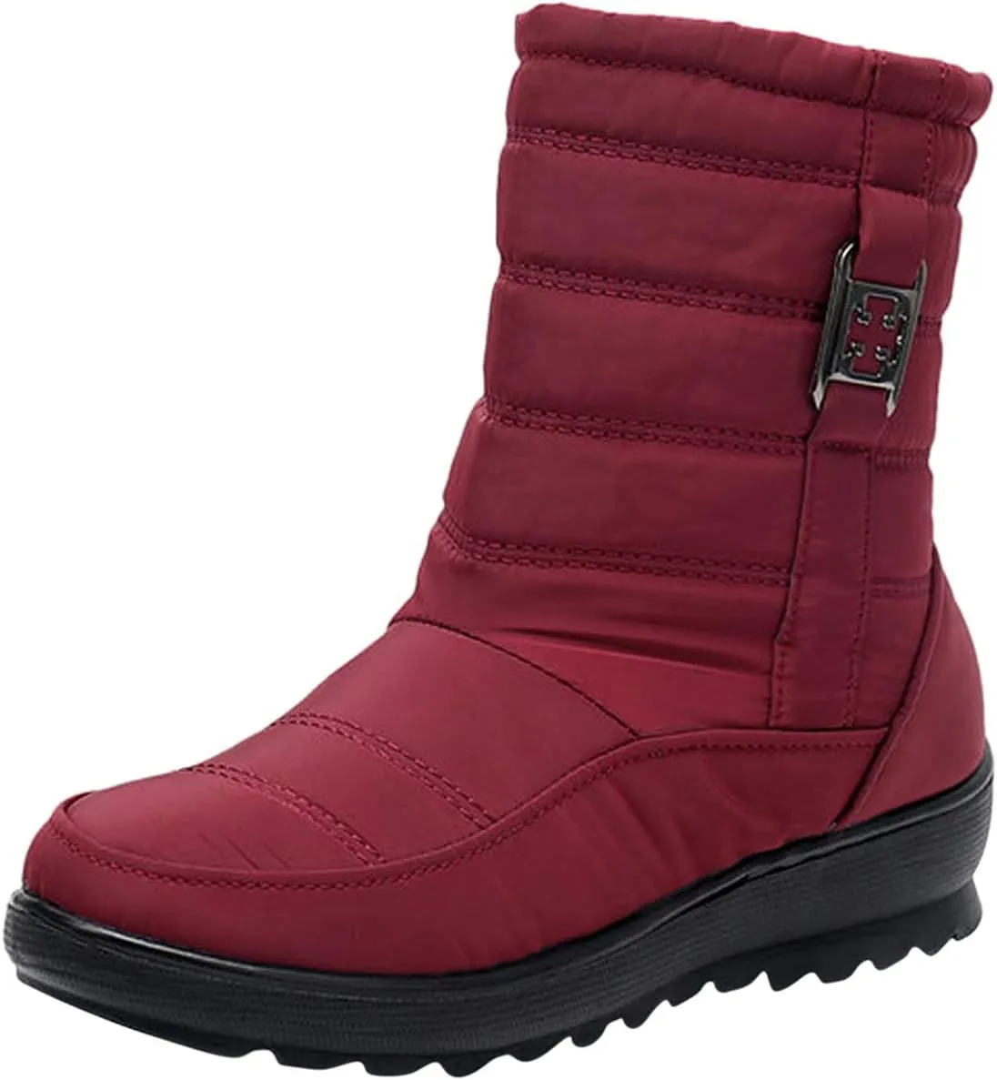 Women Winter Snow Boots Fleece Lined Walking Booties Fashion Flat Bootie Non Slip Outdoor Ankle Short Boot Lightweight Winter Shoes