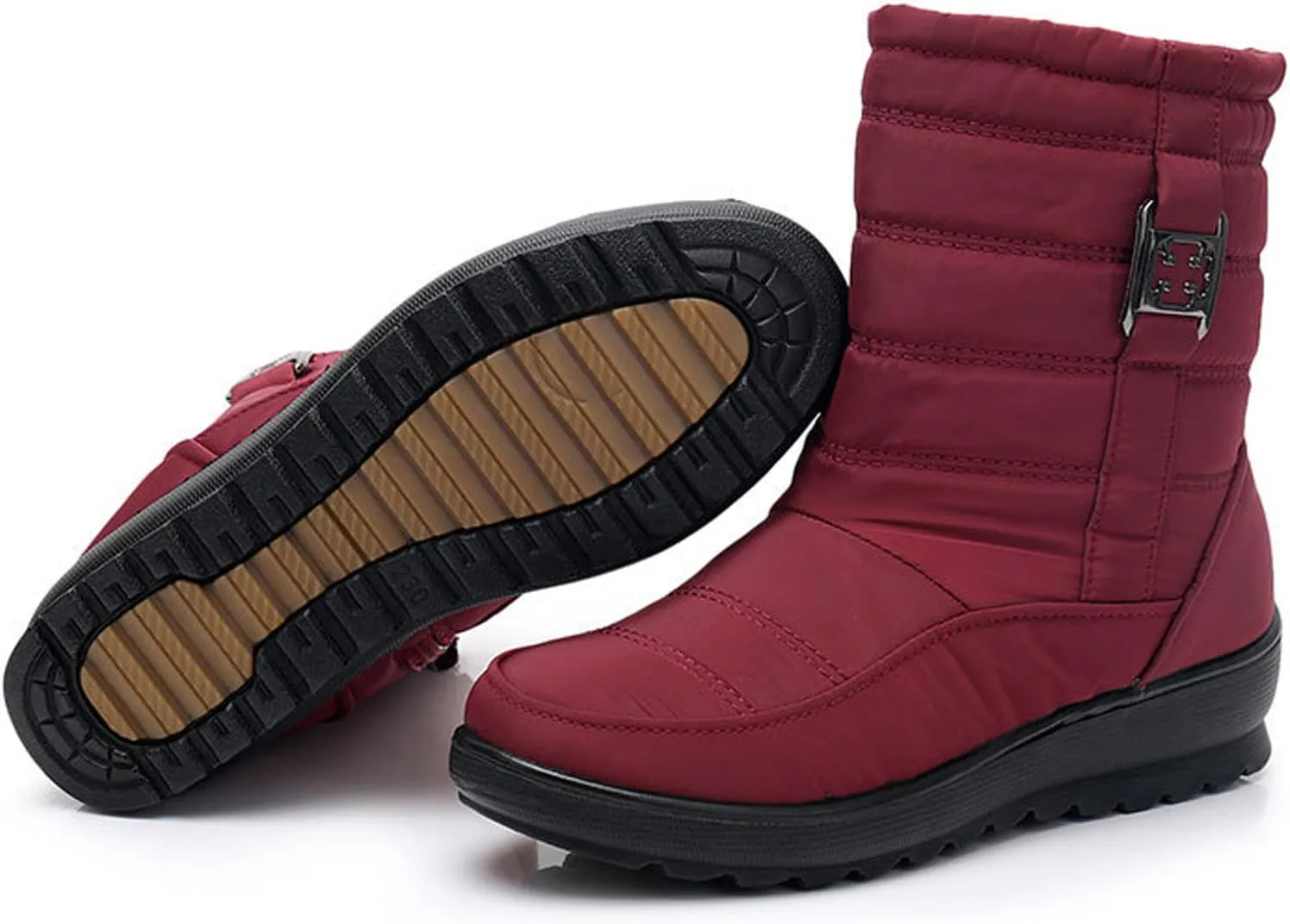 Women Winter Snow Boots Fleece Lined Walking Booties Fashion Flat Bootie Non Slip Outdoor Ankle Short Boot Lightweight Winter Shoes