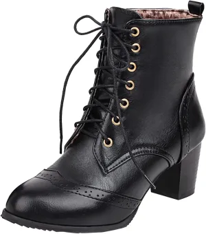 Womens Ankle Boots Chunky Heels Witch Boots Witch Boots Victorian Boots Ankle Combat Boots Dressy Short Bootie